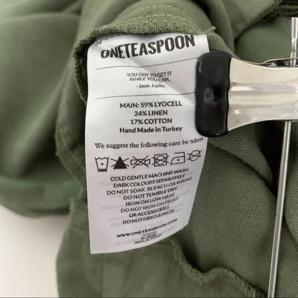 One Teaspoon Olive Green Paperbag High Waist Belted Pants Linen Cotton - Picture 7 of 8